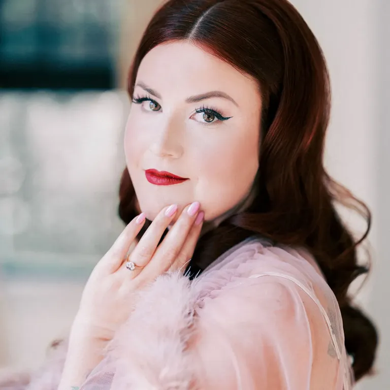Silky pink wedding nails