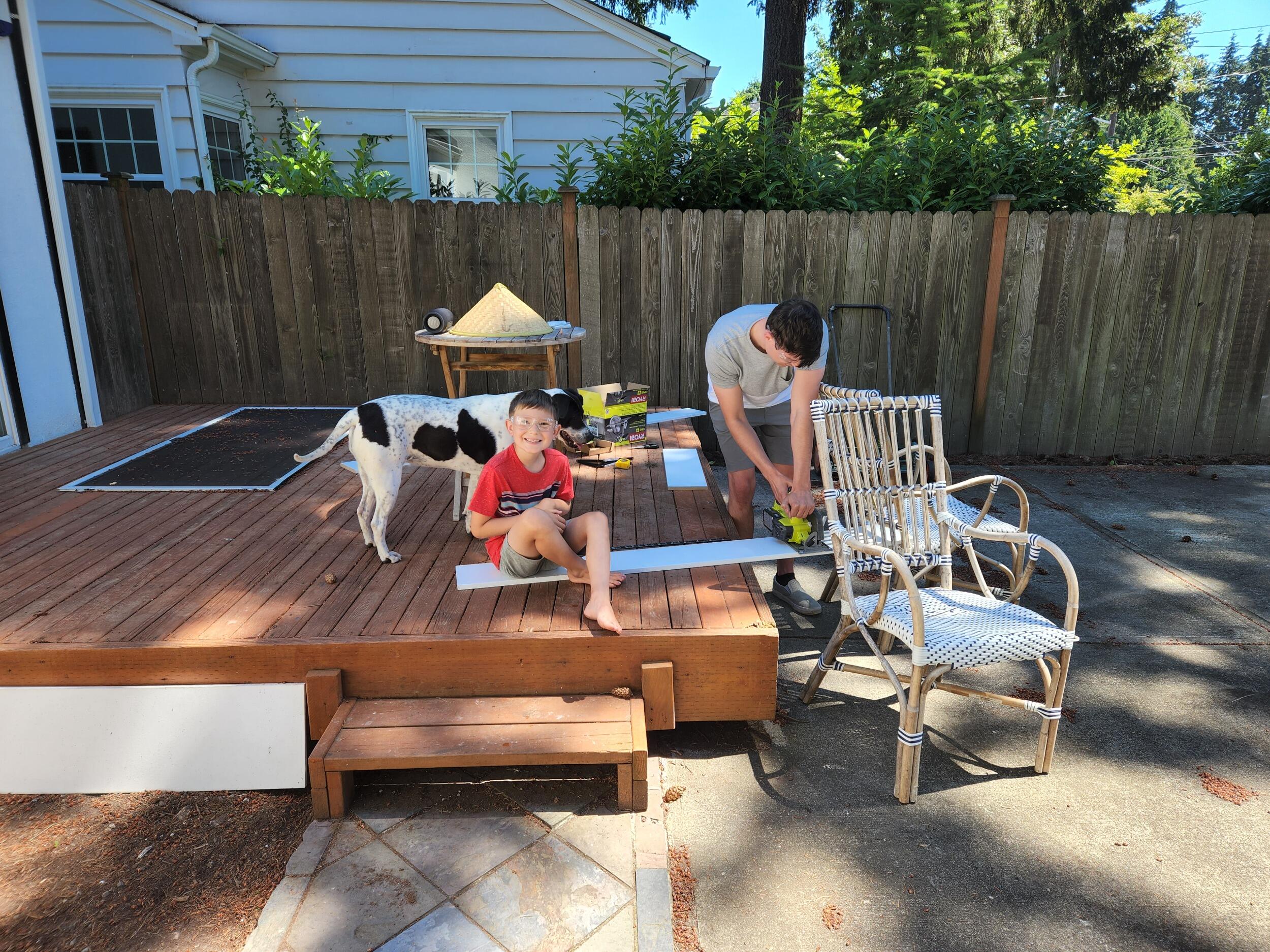 Embarking on their first house project - storage space for Landen's bathroom!