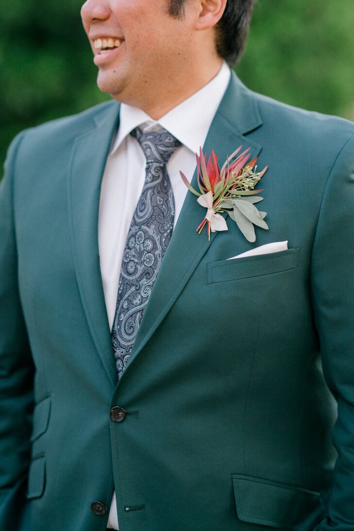 HunterGreen Suit and Blue Paisley Tie