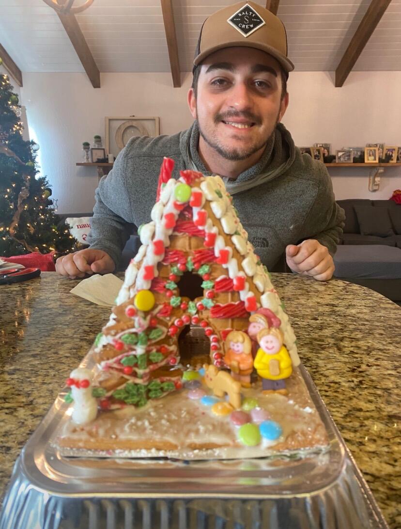 Our first Christmas together! Kristine went up to Patrick's family, where the two of us made this awesome gingerbread house. 