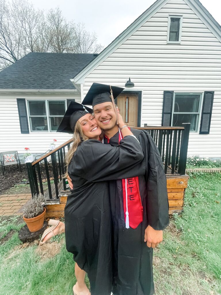 They graduated from the University of Wisconsin River Falls together! Go Falcons!