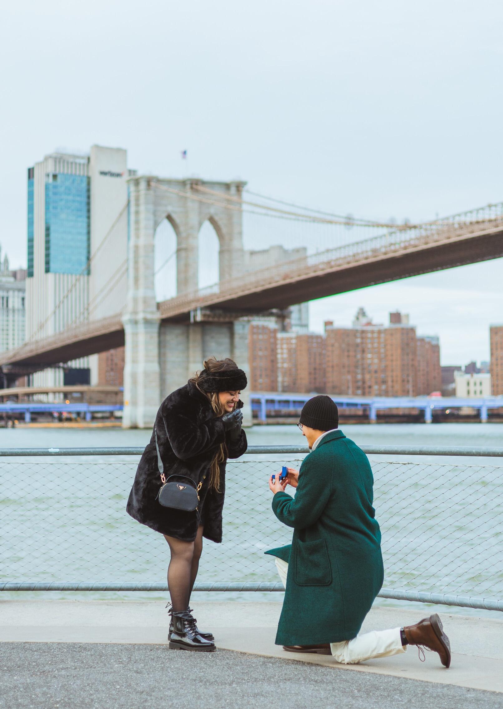 The proposal in DUMBO with all of our best friends :) 