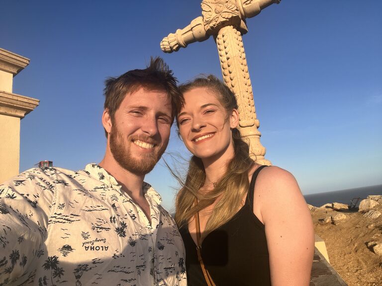 Matt finally proposing! Cabo, Mexico.