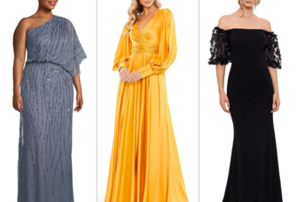 Collage of three mother of the bride dresses from Nordstrom