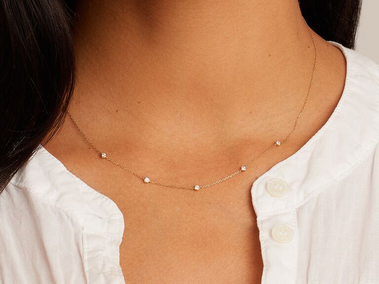 Elegant diamond necklace gift idea for 45th anniversary. 