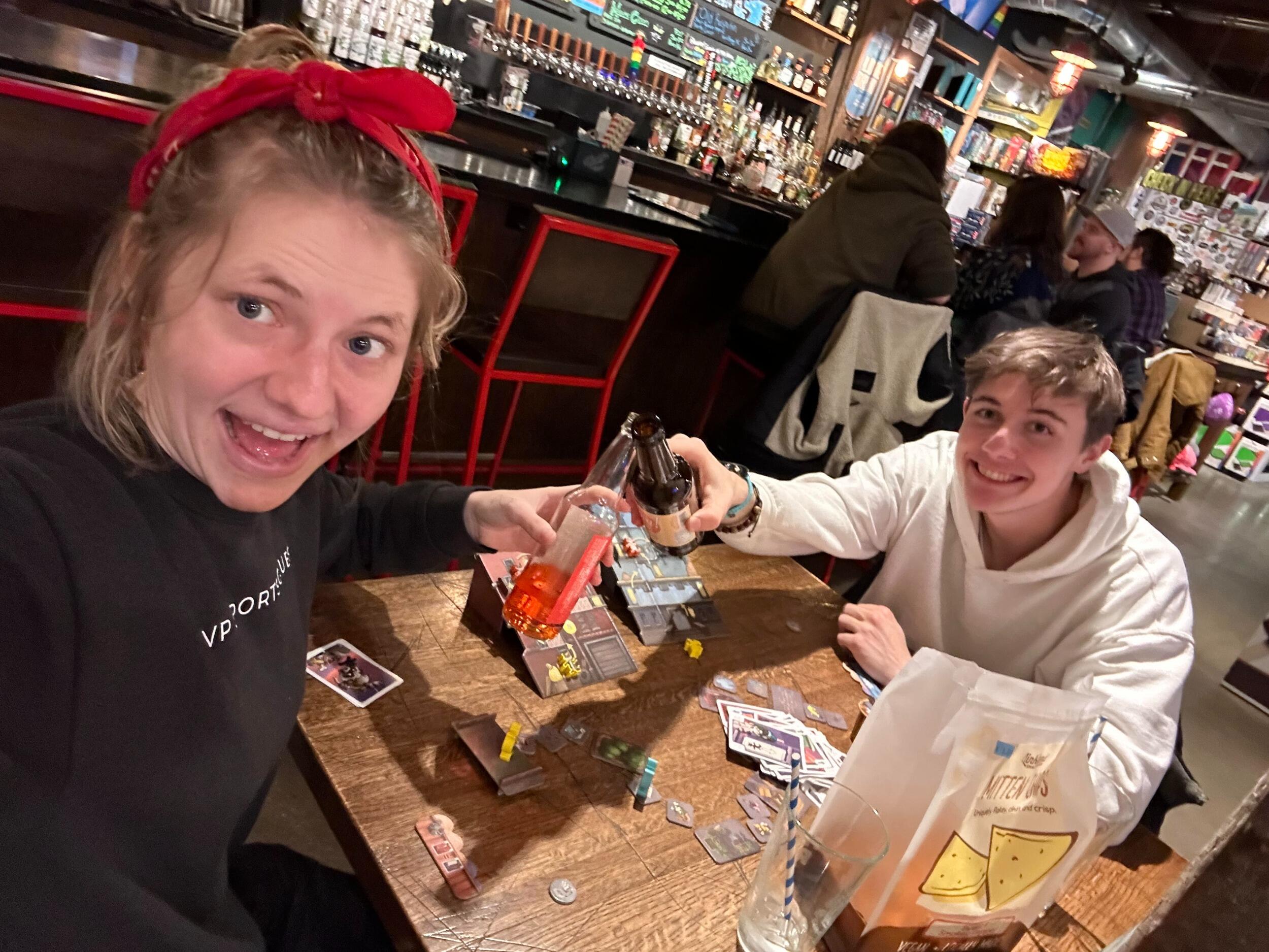 Sam and Aud LOVE playing board games.  This picture was taken at House Rules, a boardgame bar in Grand Rapids. We have gone here a couple of times, and we both agree that it is a blast. (And, bonus, they have delicious non-alcoholic drinks, so it is the perfect bar for two people who don't drink!) If all goes to plan and we get an apartment in Downtown Grand Rapids, you can be certain that we will be coming here often. 
