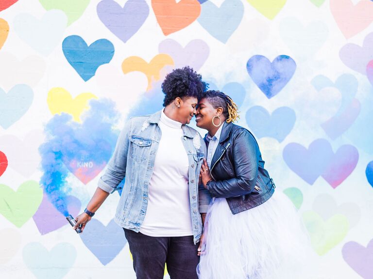 A Cheerful Engagement Shoot With a Colorful Smoke Bomb