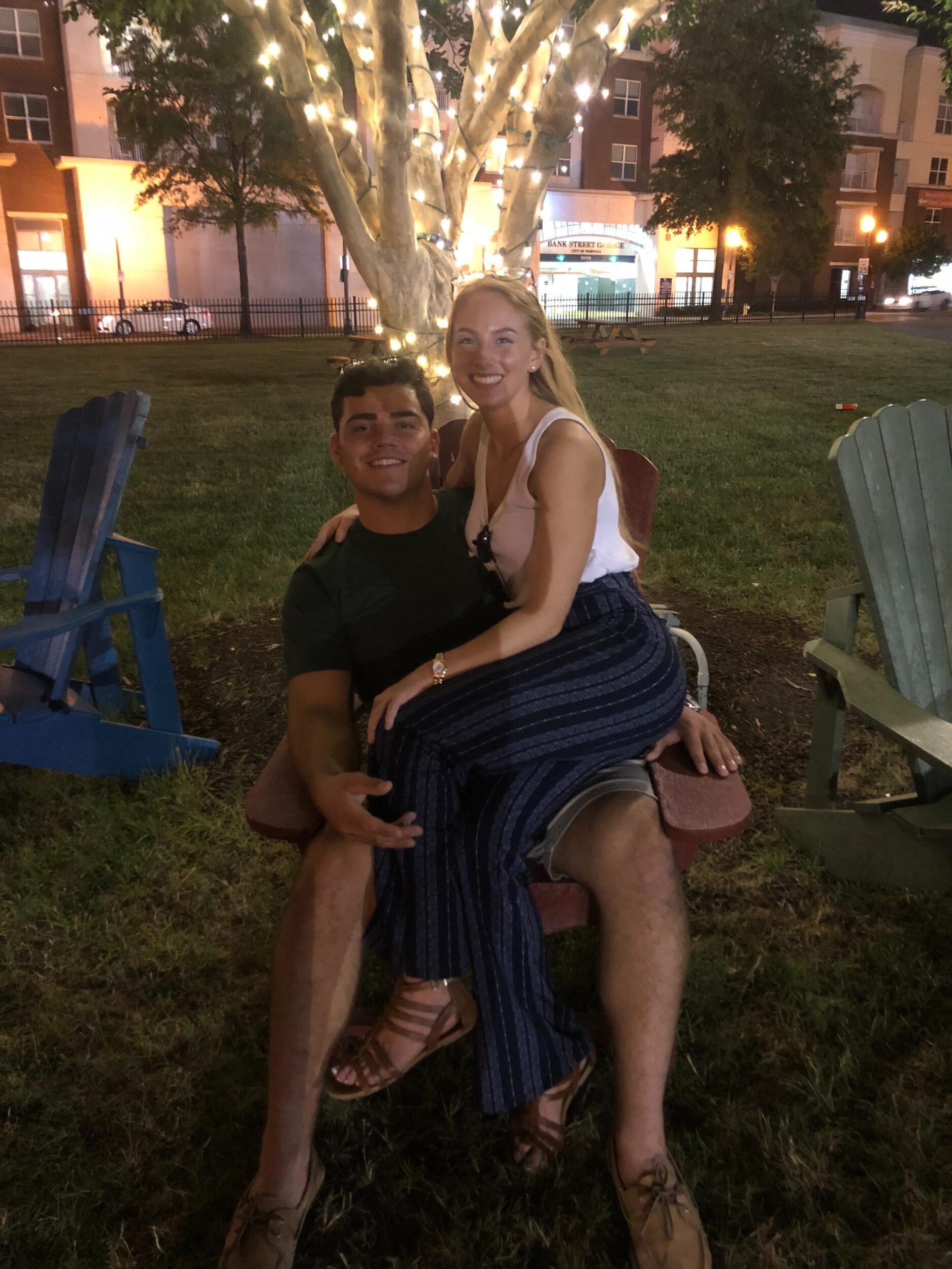 Celeste came down for the summer of 2018 to live in Norfolk, Virginia where TJ was stationed. During this time Celeste and TJ made so many fond memories with his close friends from the Navy. Celeste grew close with TJ's best friends, Corey Strayer, Andrew Harrison, Alex Leblanc, Marcus Williams, and Dylan Persely. They spent their weekends at the beach, downtown Norfolk, and Celeste was constantly breaking her ankles from playing basketball with them. Celeste and TJ look back on these memories often with happiness.