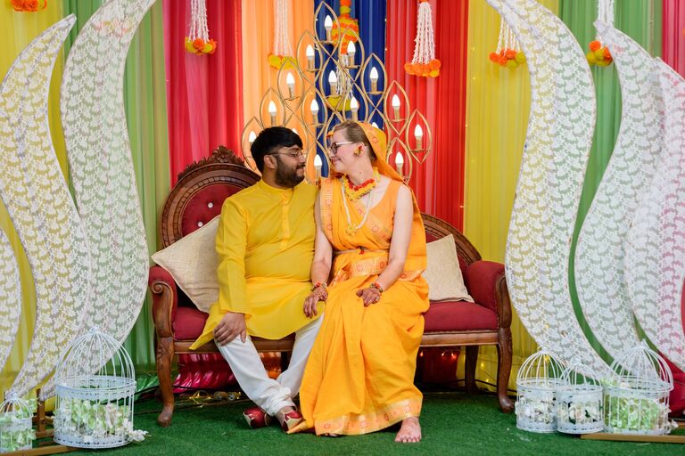 Haldi ceremony at our Mauritian wedding!
