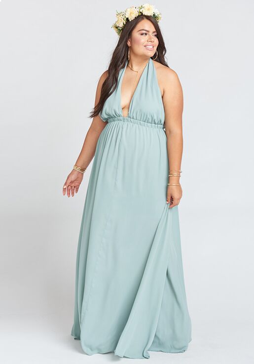 Show Me Your Mumu Luna Halter  Dress  Silver Sage  Crisp 