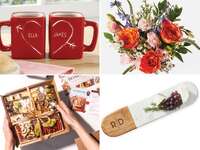 Collage of four couple gift ideas for friends anniversary