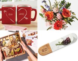 Collage of four couple gift ideas for friends anniversary