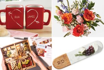 Collage of four couple gift ideas for friends anniversary
