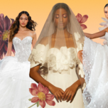 Collage of wedding dresses by Latin American designers