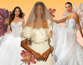 Collage of wedding dresses by Latin American designers