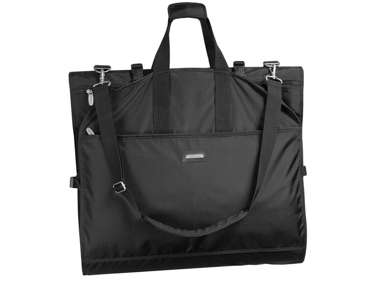 Black trifold bag with handles
