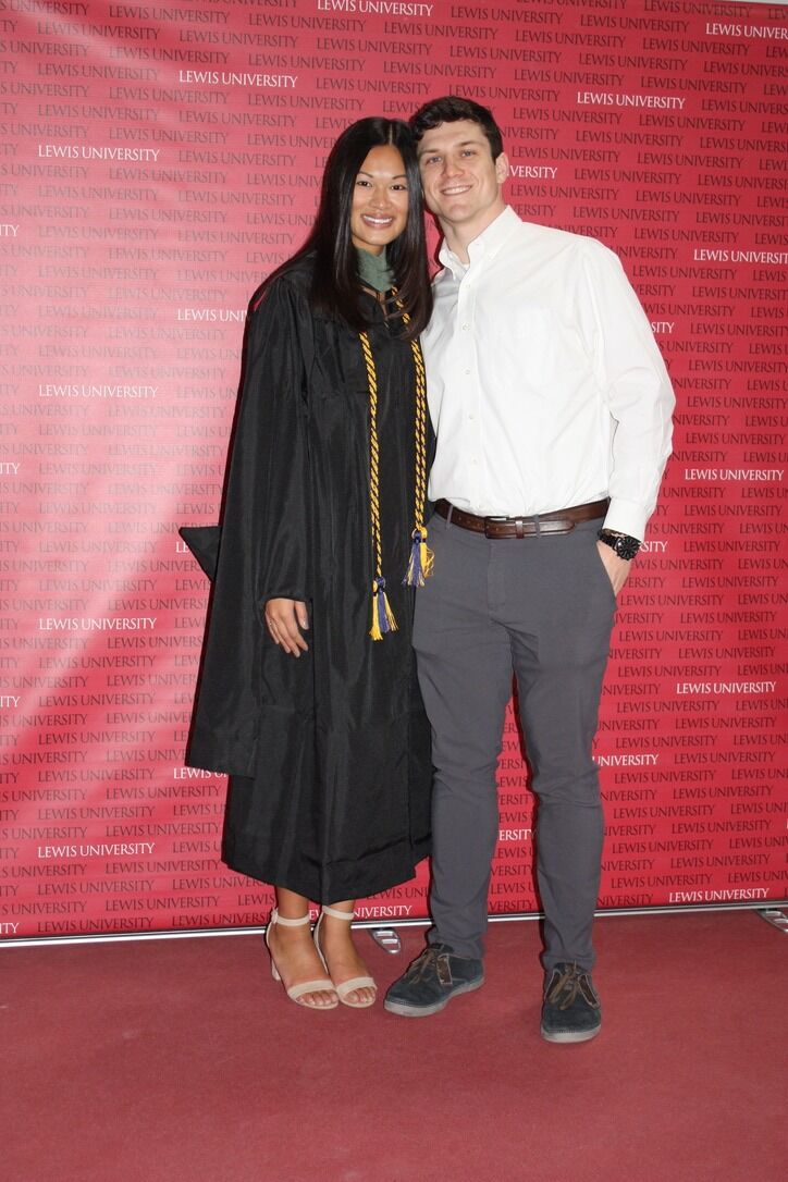 Sokea graduates from Lewis University with a Master's Degree in Occupational Therapy