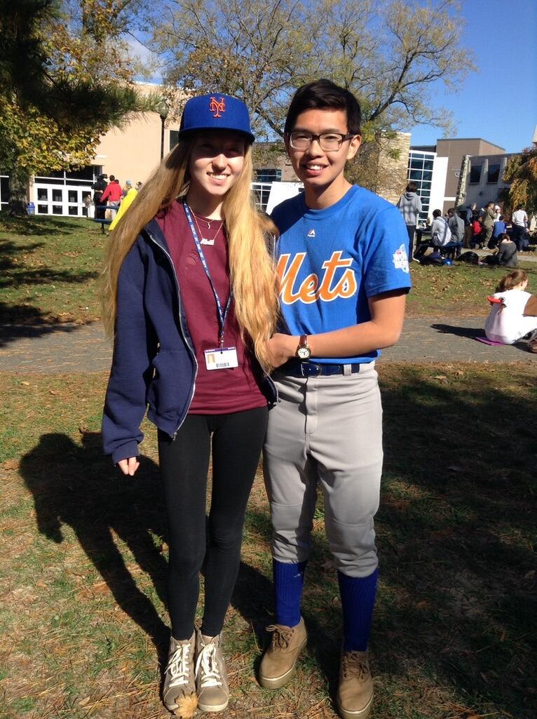 Sophomore Year Halloween. Franklin dressed up as a New York Met's Player, and Alexa dressed up as his #1 Fan.