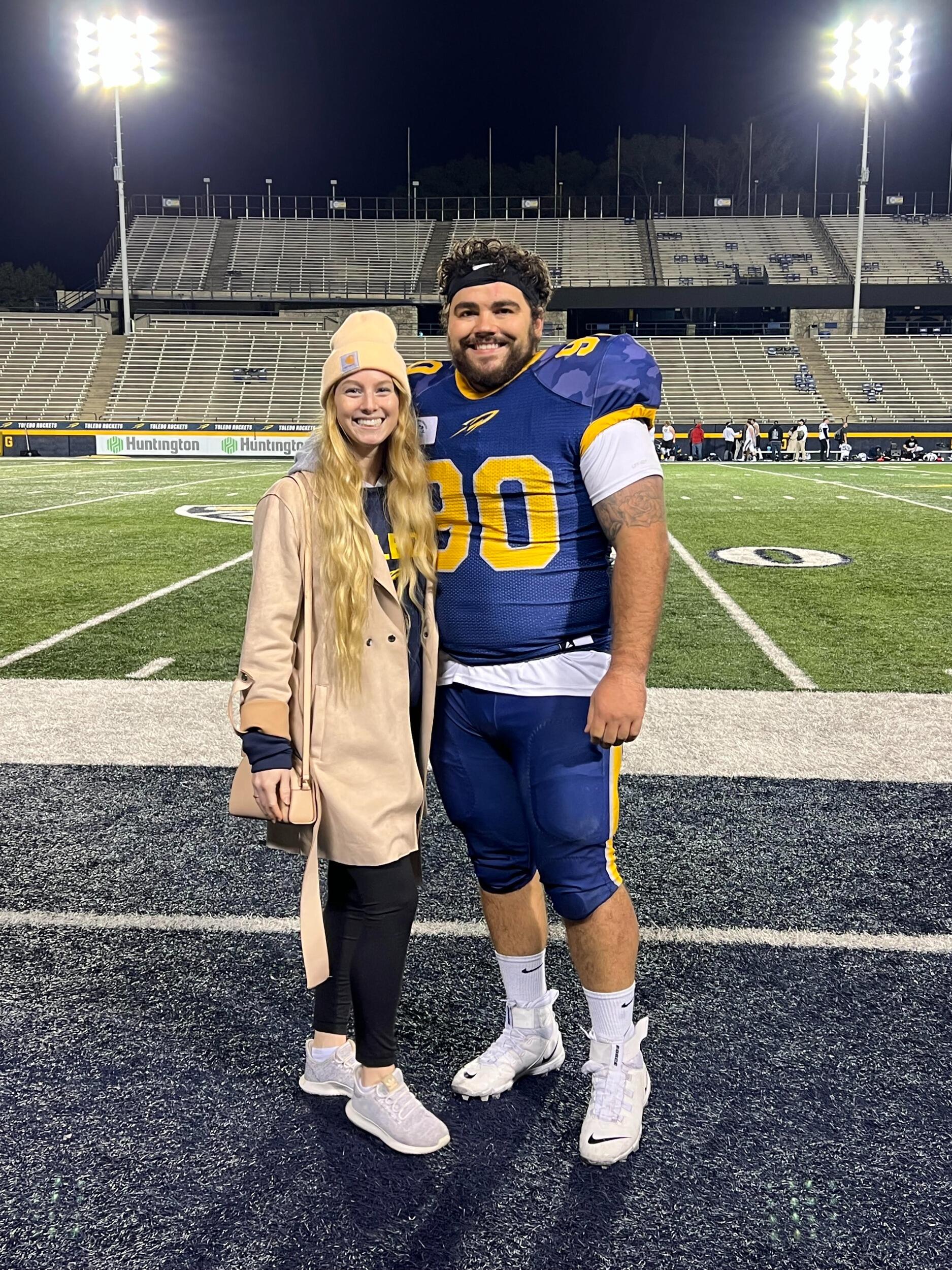 Whilst at school, TJ took part in Toledo's first football club. He played Pitt, Ohio State, and many more. This was the highlight of Celeste and TJ's Sunday evenings in the Fall of 2021. TOL!