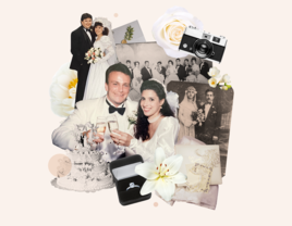 Collage of wedding photographs from different generations