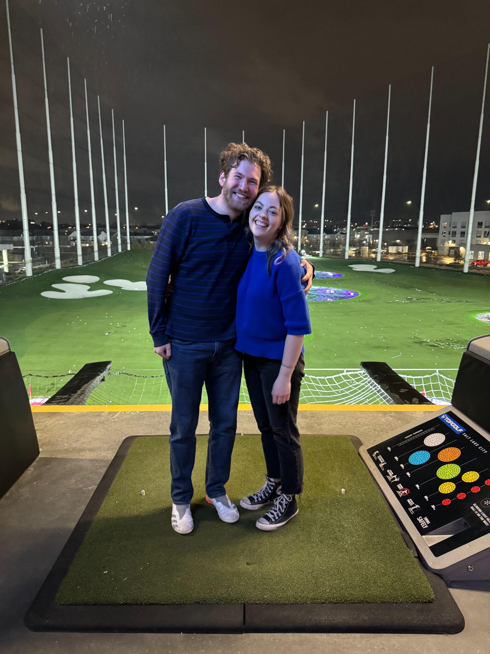 Double date at Top Golf. Kelsey is still very bad at driving. 