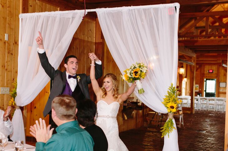 White Drapery Wedding Reception Entrance