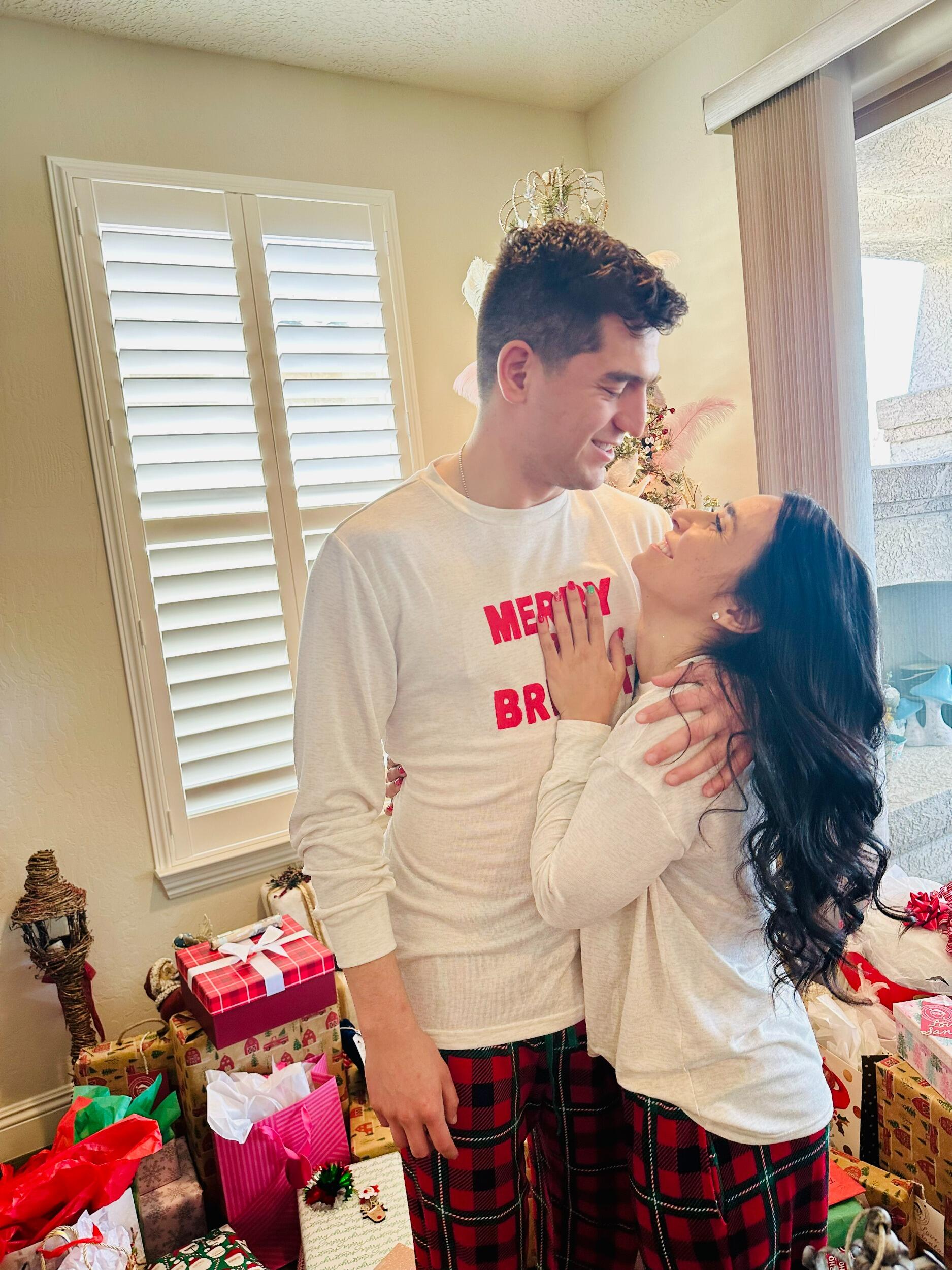 Followed by our first Christmas together—matching pajamas, endless love, and the best gift of all… each other. ❤️🎄✨