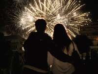 Couple watching fireworks