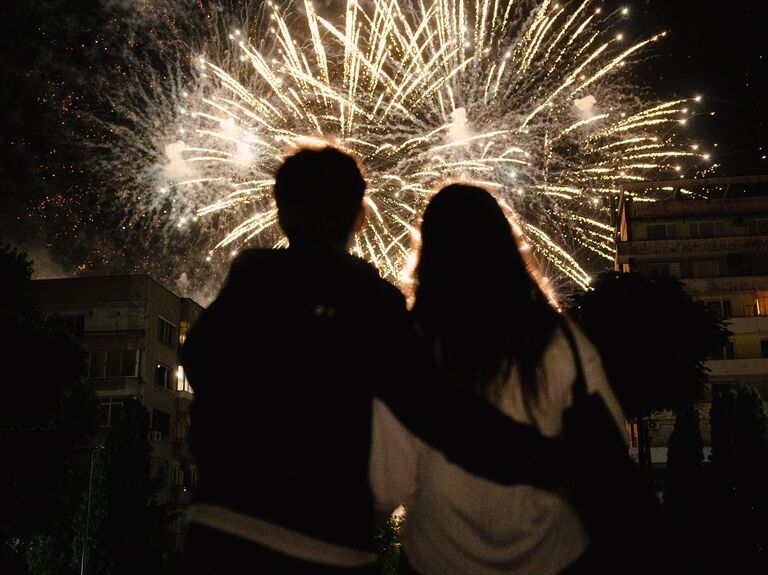 Couple watching fireworks