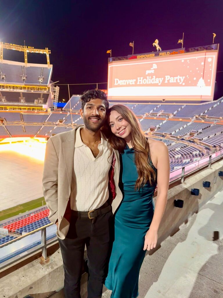 We felt pretty fancy at the PwC holiday party at Empower Field. Soon after this, we decided it was time to go ring shopping. 