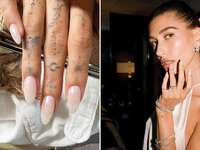 Hailey Bieber "glazed donut" chrome manicure nails