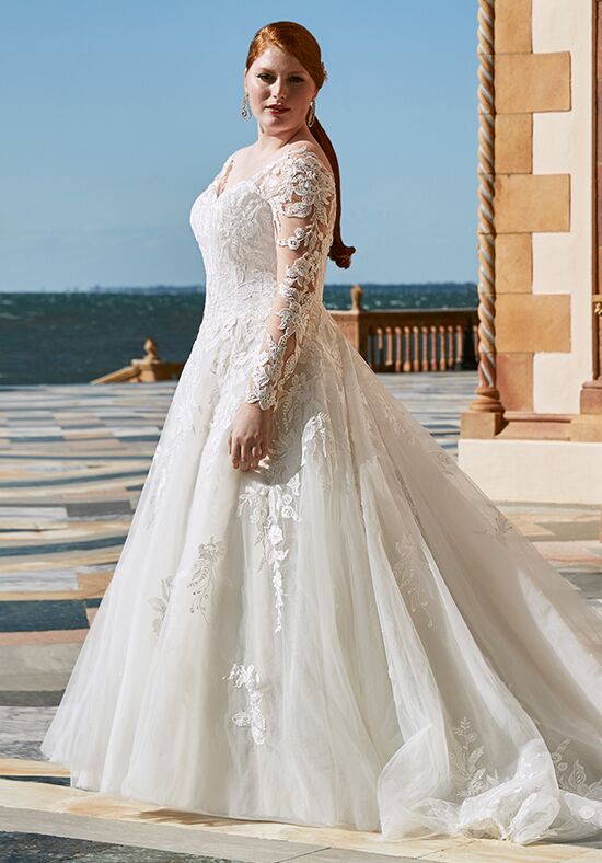 Lace and Tulle Long Sleeve Ball Gown Wedding Dress