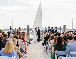 Couple exchanging their vows along the marina