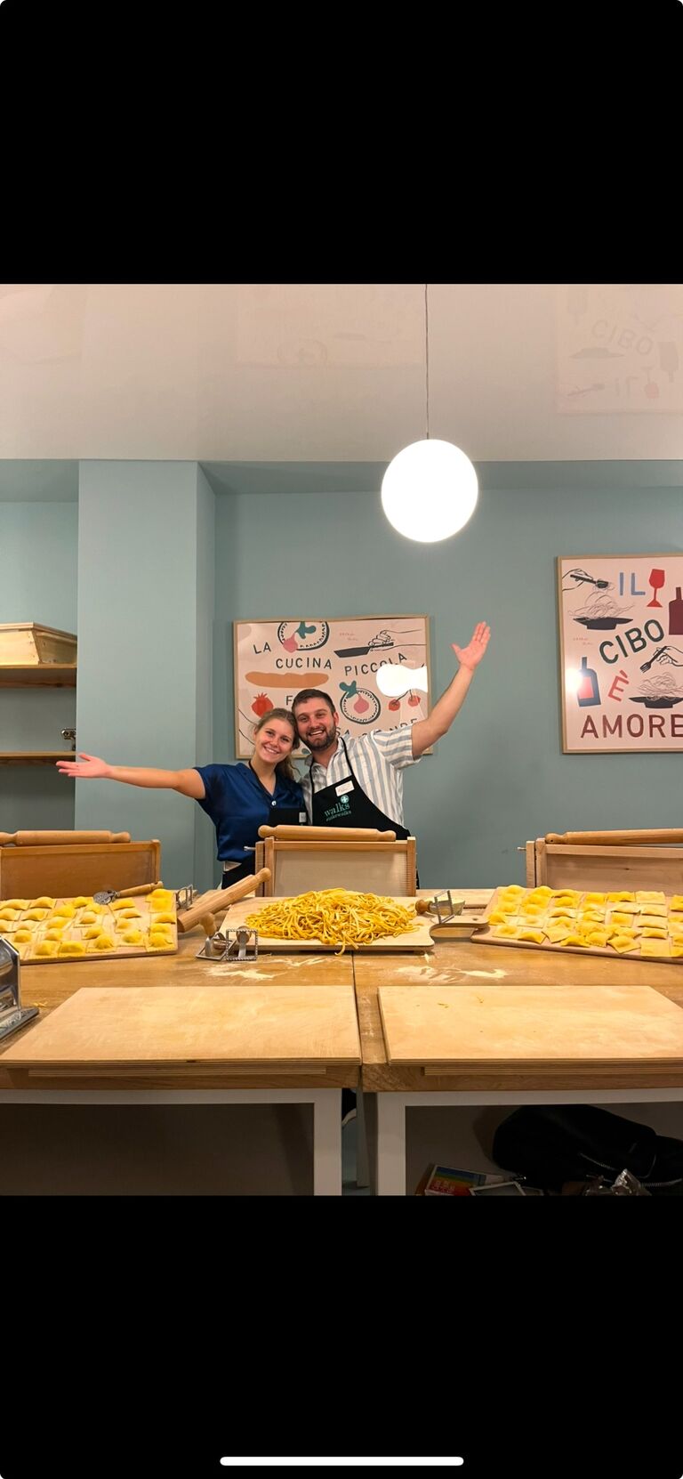 First day in Rome, Italy at a pasta making class! 