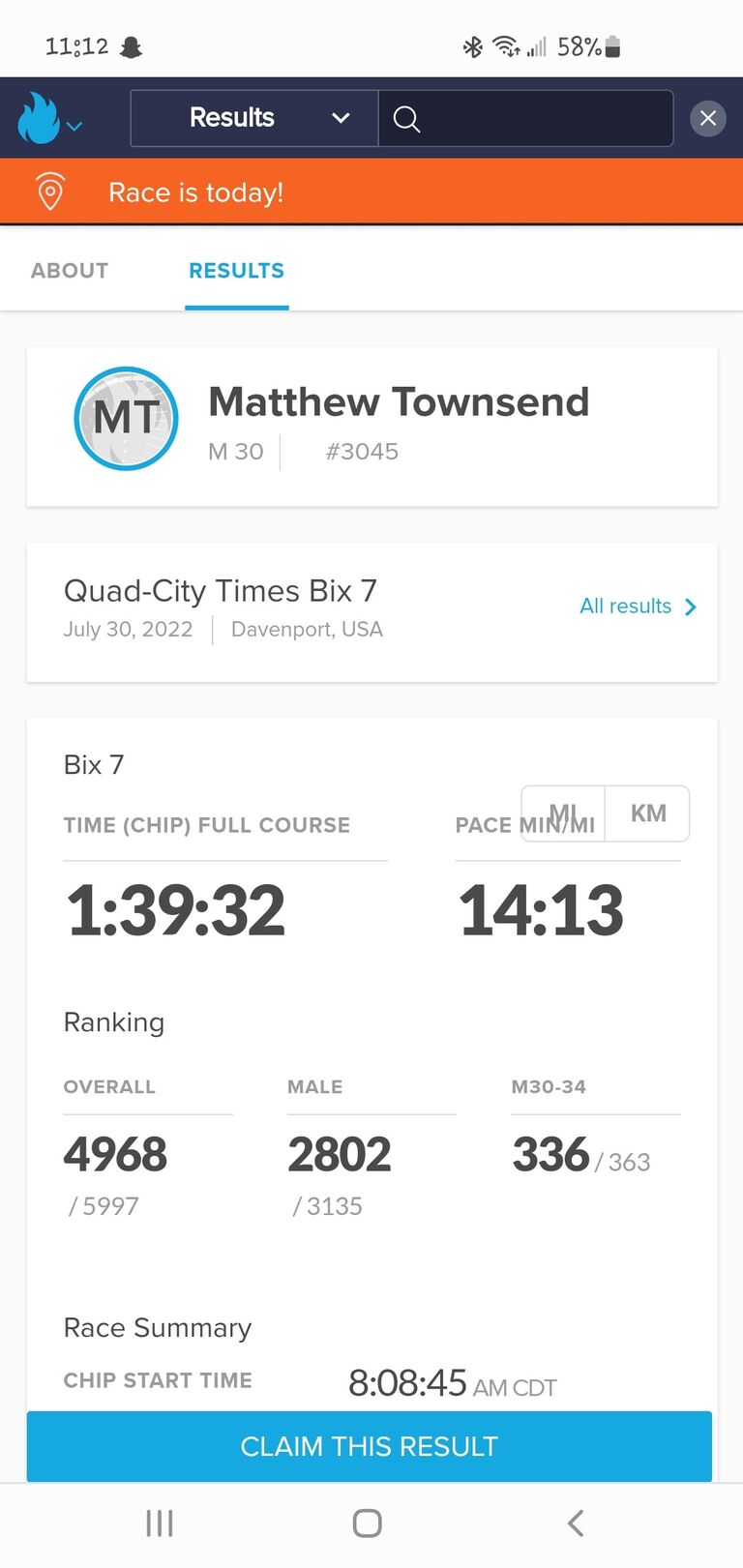 Lauren and Matt ran the Bix7 together.