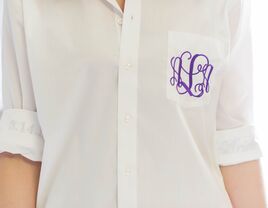 Person wearing monogrammed shirt with first, middle and last initial