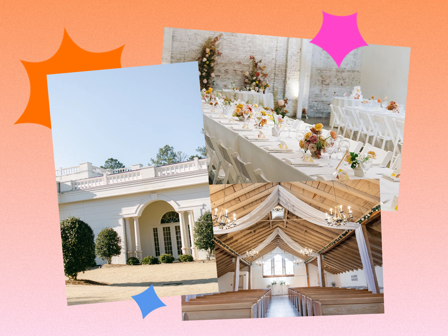 Collage of three vow renewal venues