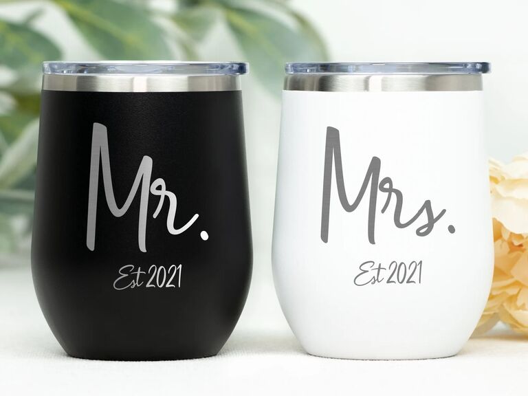 Mr. and Mrs. Cup Personalized Valentines Day Gift Hubby and 