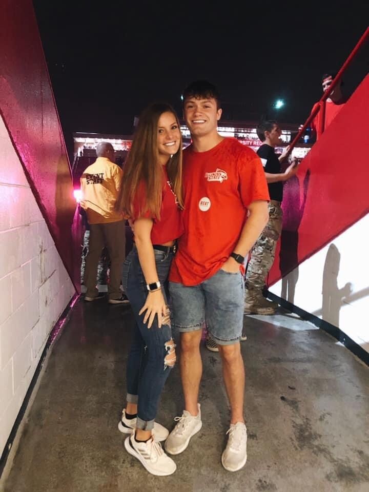 This photo was taken at an ISU football game 13 days after we began dating. This is our first picture together!