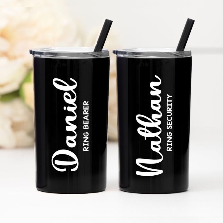 Personalized Ring Bearer and Ring Security Stainless Steel Sippy Cups