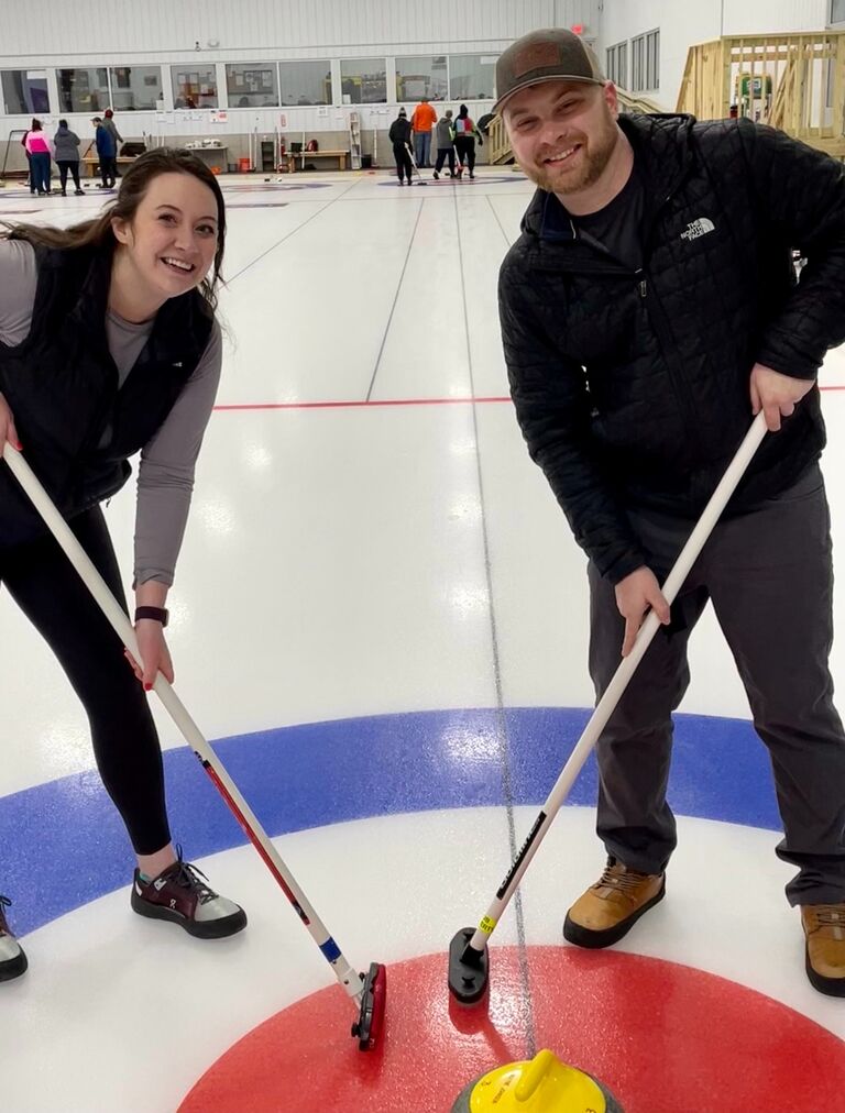 "Intro to Curling" lessons for a Valentine's Day date.