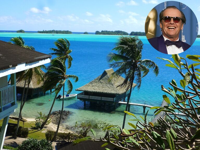 Bungalow on the water in Bora Bora; Inset: Jack Nicholson