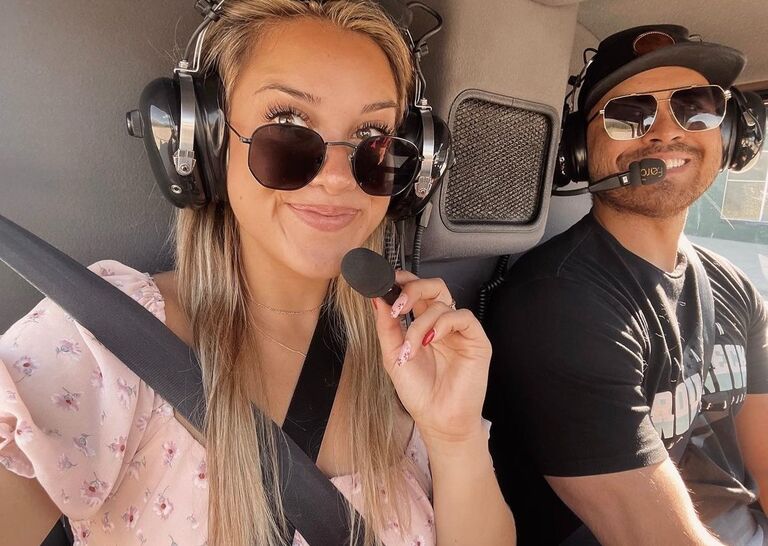 Officially a couple (FINALLY) on a surprise helicopter tour, for Kyle's birthday.  