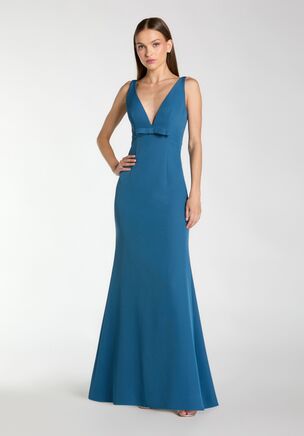 Ieena for Mac Duggal
Crepe fabric (100% polyester)
Fully lined
Plunging v-neck
Sleeveless&nbsp;
Bow detail on bodice
V-back
Mermaid silhouette
Concealed back zipper
Approx. 60" from top of shoulder to bottom hem
Available in Ocean
Style #2371