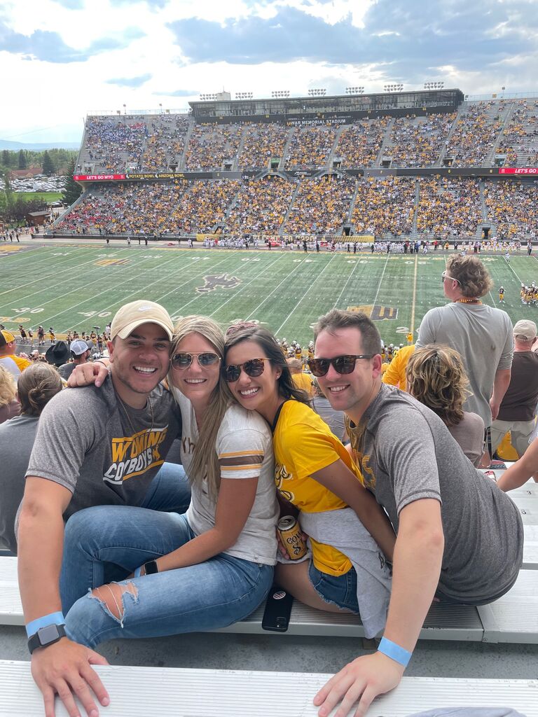 One of many double dates with Mike and Ashley. Border Wars (Wyoming vs. Colorado State) - us Wyoming girls vs. these Colorado guys. 