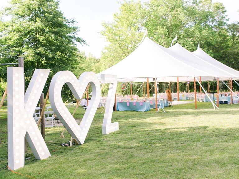 Statement letters at backyard wedding