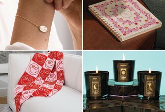 Four sister-in-law gifts: bracelet, planner, candles, blanket