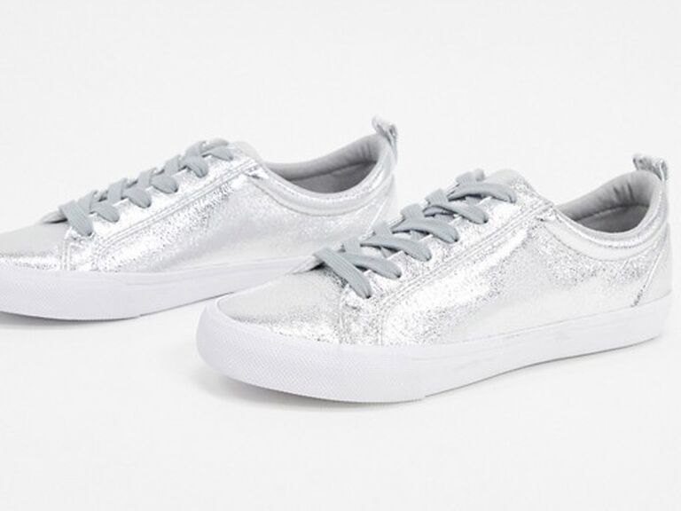 silver wedding sneakers