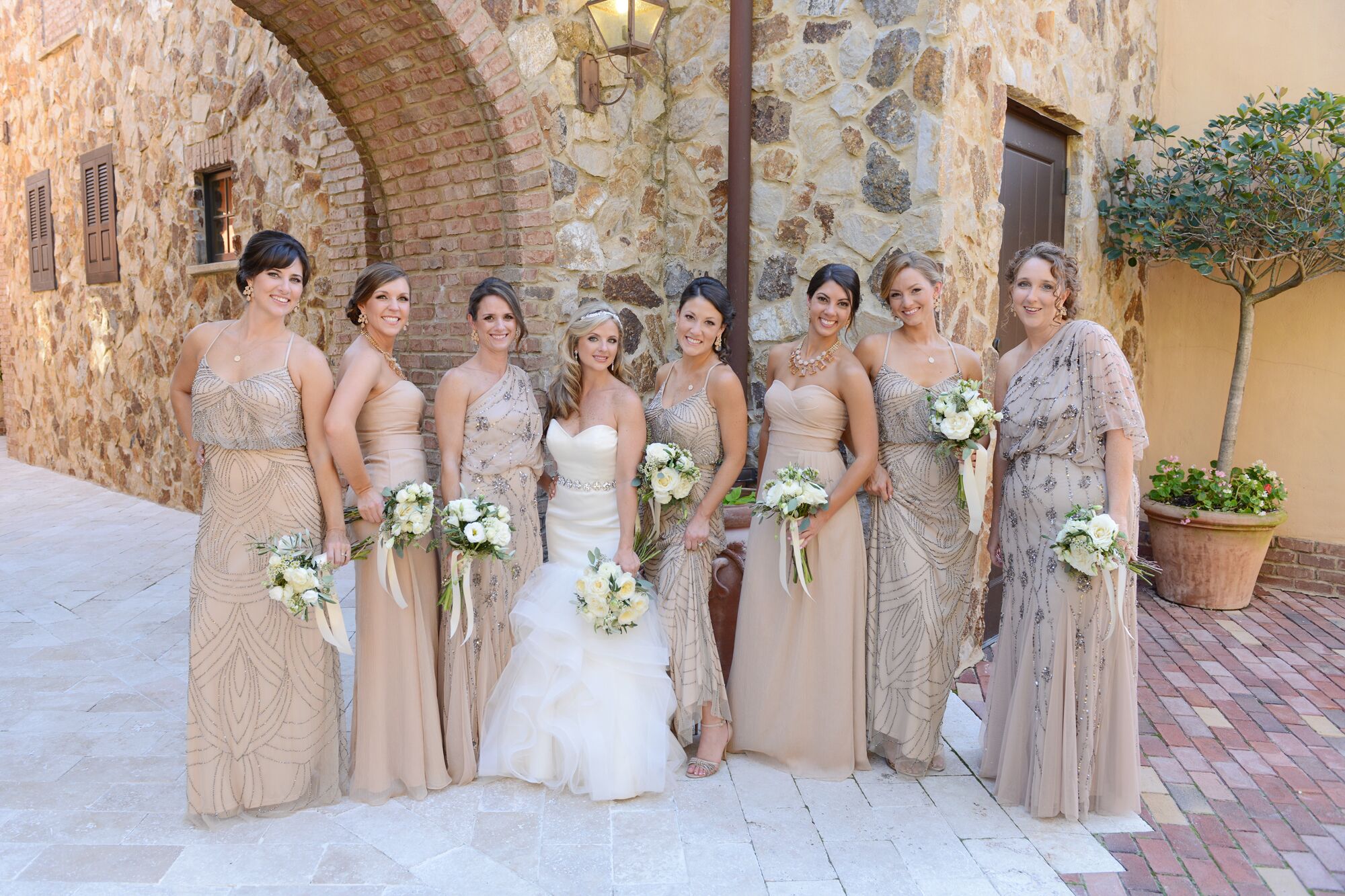 adrianna papell champagne dress