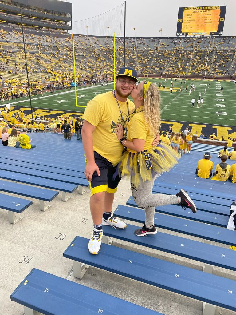 One of many U of M games attended by Alexis and Michael as a couple -- before, Michael just had to admire from afar when they both had season tickets in 2019. 